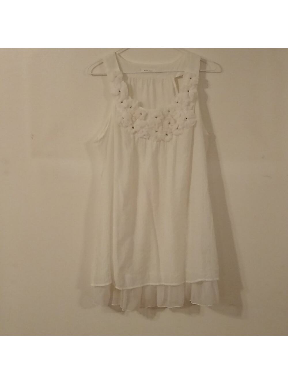 Blue Bird Women's Size Large Tank Top with Cut Out Flowers - Summer Fun